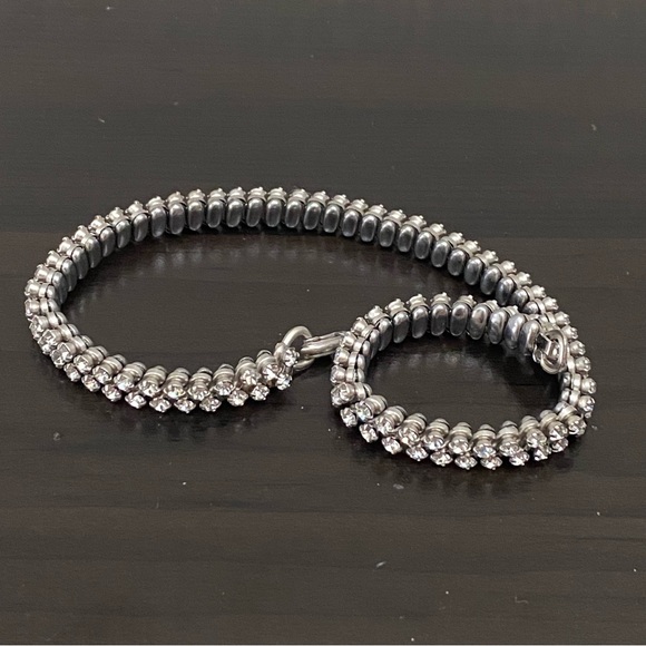 Vintage Clear Rhinestones Silver-tone Expandable Choker Necklace - Picture 7 of 16